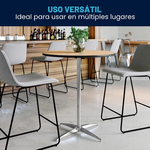 Miniatura 8 de Mesa de cóctel Flash Furniture redonda de madera con columnas de 30 y 42 pulgadas, Negro