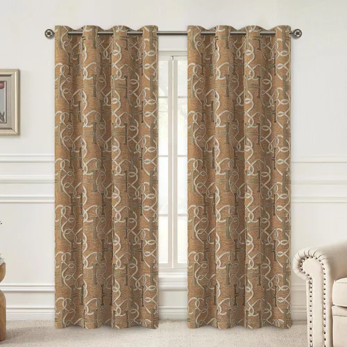 Miniatura 12 de Cortinas opacas modernas de letra H para sala de estar, cortina de ventana de lujo con patrón de cadena de chenilla, jacquard de 84 pulgadas