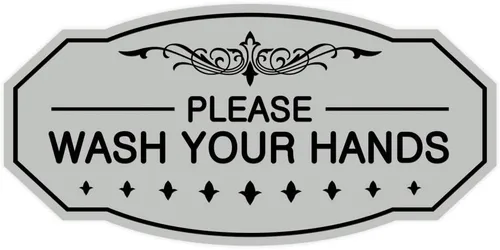 Miniatura 14 de Signs ByLITA Letrero de Victorian Please Wash Your Hands (plata cepillada) - Grande Brushed Silver