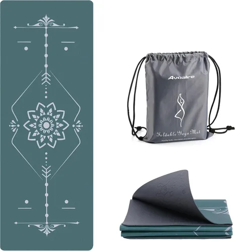 Miniatura 11 de Avoalre Esterilla de yoga plegable – Tapete de ejercicio antideslizante texturizado – Tapete de yoga ligero de viaje con bolsa de transporte