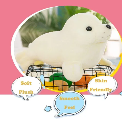 Miniatura 4 de Animal de peluche con sello de 15.7 pulgadas, juguete de almohada de peluche con sello gordito blanco, regalos para niños