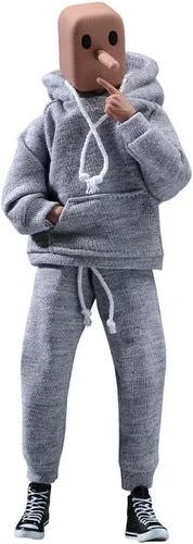 Miniatura 8 de Ropa masculina a escala 1/12, sudadera con capucha para hombre, pantalones, ropa para figura de acción masculina de 6 pulgadas, muñeca (color negro)