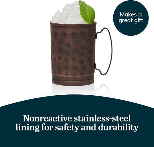 Miniatura 5 de Libbey Tazas Moscow Mule de 14 onzas con asa, acabado martillado, juego de 4 tazas de cobre para beber té helado, agua y más cobre bronceado