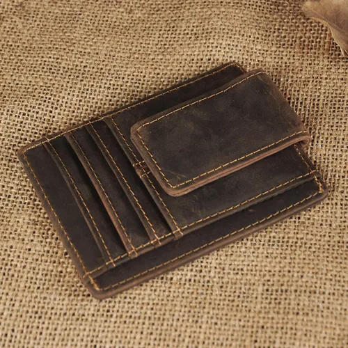 Miniatura 4 de Le'aokuu - Funda para tarjetas de crédito con imán y clip de piel auténtica