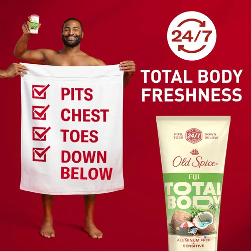 Miniatura 2 de Old Spice Crema desodorante para todo el cuerpo para hombres, sin aluminio, aroma Fiyi, protección contra olores 24/7, frescura duradera 24/7