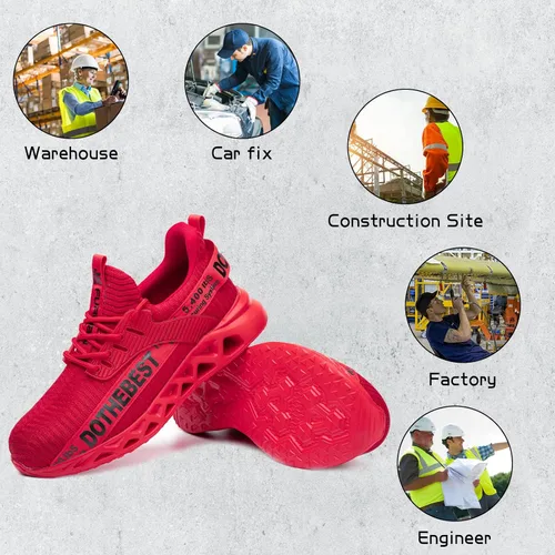 Miniatura 71 de Furuian - Tenis con punta de acero para hombres y mujeres, zapatos de seguridad ligeros, cómodos, a prueba de pinchazos, zapatos de trabajo