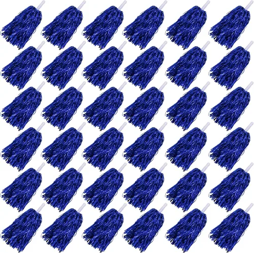 Miniatura 14 de HAVAGDTM 36PCS Cheerleading Pom Poms Metallic Foil Plastic Pom Poms with Baton Handle for Game Sports Squads Dancing Party Football Basketball Club