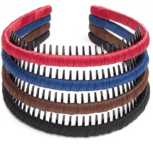 Miniatura 25 de 4 unidades - Diadema multicolor con dientes de resina protectora - Diadema con peine - Accesorios para el cabello para mujer por Beauty hair
