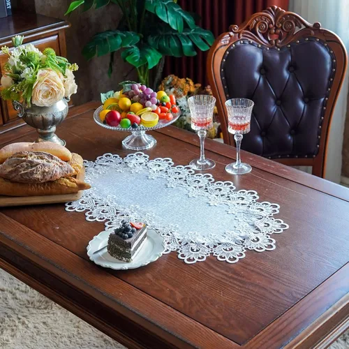 Miniatura 2 de ARTABLE Manteles de encaje redondos con doily, manteles de encaje, doily bordado con flor, tapete para tazas y jarrones para decoración de mesa