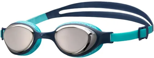 ARENA Unisex Kids Junior Air Mirror Swim Goggles for Swimming Ages 6 to 12 Air Seals Anti-Fog Coated Lens Adjustable Strap Plata/azul marino/agua