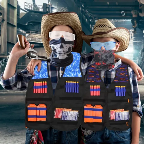 Miniatura 7 de 2 juegos de chaleco táctico Exsport, 2 chaquetas tácticas de élite para pistola Pack N-Strike 2 manos de muñeca, 2 clips de recarga rápida, 2