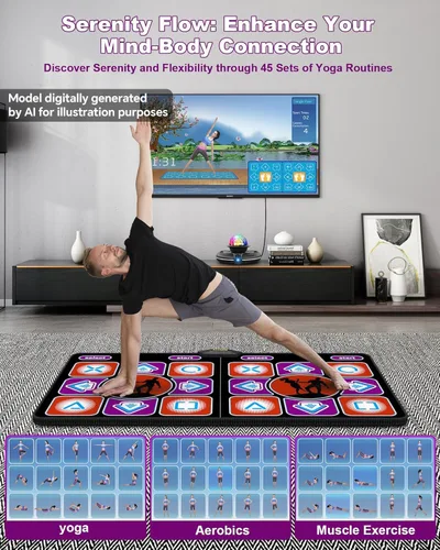 Miniatura 6 de Alfombrilla de baile doble, alfombrilla electrónica inalámbrica para TV con cámara, almohadilla de baile antideslizante para niños y adultos, tapete