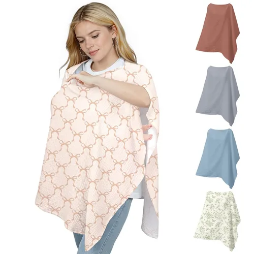 Miniatura 8 de Muslin Cobertura de Lactancia para Amamantar, Cobertura de Pecho de Algodón Suave y Transpirable para Mujeres, Cobertura de Lactancia con Total Verde
