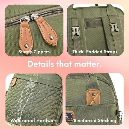 Miniatura 5 de Dikaslon Mochila para pañales con cambiador portátil, funda para chupete y correas para cochecito, bolsas de bebé unisex grandes para niños y niñas