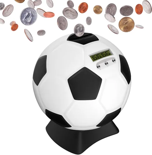 MOMMED Alcancía para niños, alcancía digital, alcancía de pelota de fútbol, regalos de fútbol para niños, alcancía de monedas con aspecto de balón,