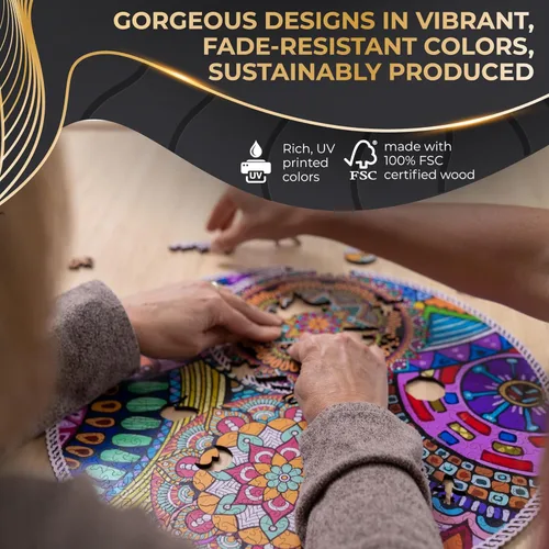 Miniatura 5 de ZenChalet - Rompecabezas de 200 piezas de flores Yin Yang para adultos - Rompecabezas de madera premium para adultos, sorprende a tus amigos