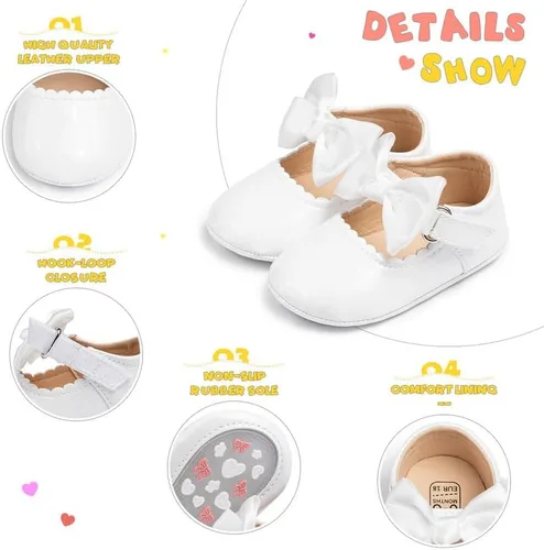 Miniatura 5 de CENCIRILY Zapatos planos Mary Jane para bebés y niñas, antideslizantes, suela suave, para antes de caminar, zapatos de vestir de boda