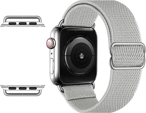 OXWALLEN Correa elástica de nailon solo con conector de metal, compatible con Apple Watch 9/8/7/6/5/4/3 SE 2/1 1.614 in, 1.575 in 1.496 in, correa