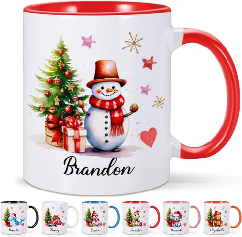 Miniatura 11 de Tazas de Navidad personalizadas, taza de café de Navidad personalizada con nombre inicial, taza de cacao caliente personalizada para niños, tazas