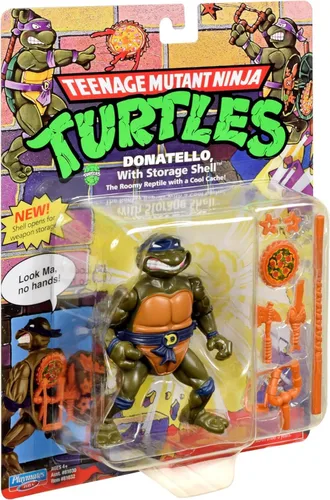 Miniatura 4 de Teenage Mutant Ninja Turtles: Playmates Toys - Figura básica original de 4 pulgadas de carcasa de almacenamiento clásica de Donatello