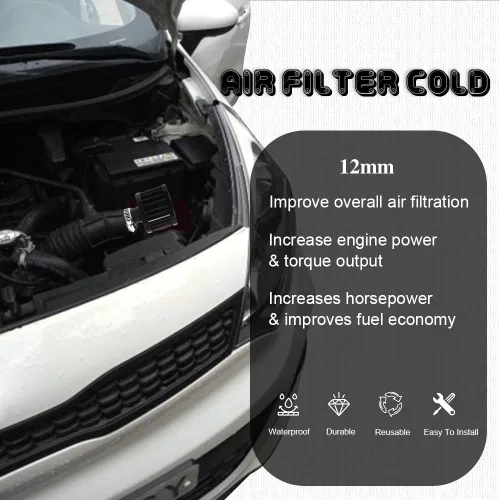 Miniatura 5 de HAOBO Filtro de admisión de aire de 12 mm, filtro de aire pequeño para motor, filtro de admisión de aire frío mini universal con cono de motor