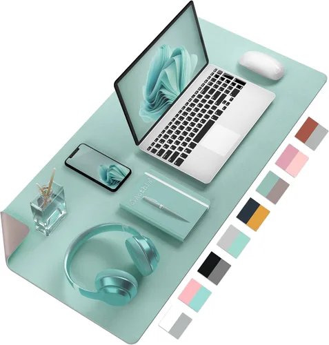 Miniatura 13 de Aothia Alfombrilla de escritorio de piel sintética de doble cara, antideslizante, grande, para mouse y escritorio para oficina, hogar, impermeable