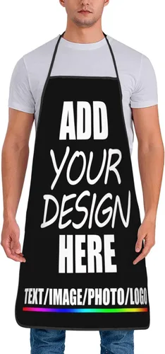 Delantal personalizado personalizado para añadir nombre, foto, texto, logotipo, cocina ajustable para cocinero para hombres y mujeres