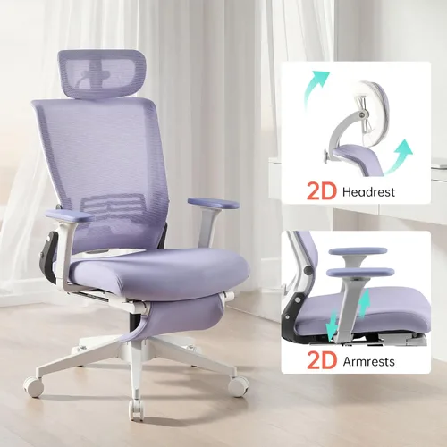 Miniatura 9 de Silla de oficina plegable con reposapiés, silla de oficina ergonómica con soporte lumbar ajustable, reposacabezas, reposabrazos, silla de escritorio