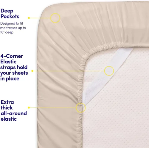 Miniatura 238 de 1500 Supreme Collection - Juego de sábanas y fundas de almohada para colchón, extrasuaves, correas elásticas en las esquinas, sábanas de bolsillo