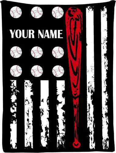 Miniatura 19 de Manta personalizada de béisbol para sofá, manta personalizada con nombre, manta ligera de felpa mullida de 60 x 50 pulgadas, para adolescentes