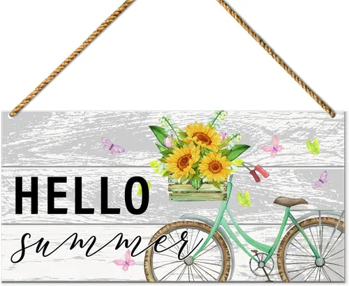 Miniatura 7 de Letrero decorativo para puerta delantera, deseos de girasol y besos de abeja de miel, letrero de gnomo de verano para decoración del hogar, porche