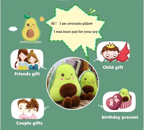 Miniatura 7 de NatureMan Almohada de peluche de aguacate de 16.5 pulgadas, bonita muñeca de peluche de frutas, adecuada para niños, niñas, niños y regalos