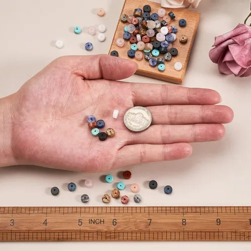 Miniatura 4 de Cuentas Heishi de piedras preciosas naturales de 0.236 pulgadas, 300 unidades de disco de moneda redonda plana para curación de chakras, cuentas