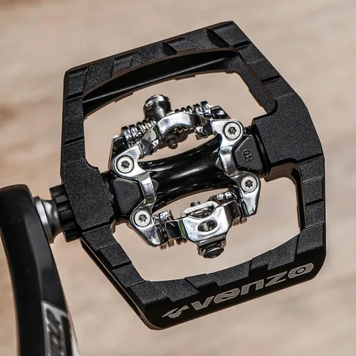 Miniatura 6 de VENZO Click'R - Pedales sellados para bicicleta de montaña Shimano SPD con tacos – Pedales sin clip de doble plataforma para bicicleta de montaña