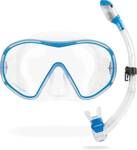 Miniatura 11 de Cressi Máscara de buceo sin marco de lente única y snorkel seco para esnórquel, buceo, F-Dual y Supernova Dry: diseñado en Italia