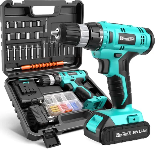 Miniatura 8 de FADAKWALT Juego de taladro eléctrico de 20 V, par 30N, ajuste de par 21+1, portabrocas sin llave de 3/8 pulgadas, Kit de taladro eléctrico LED