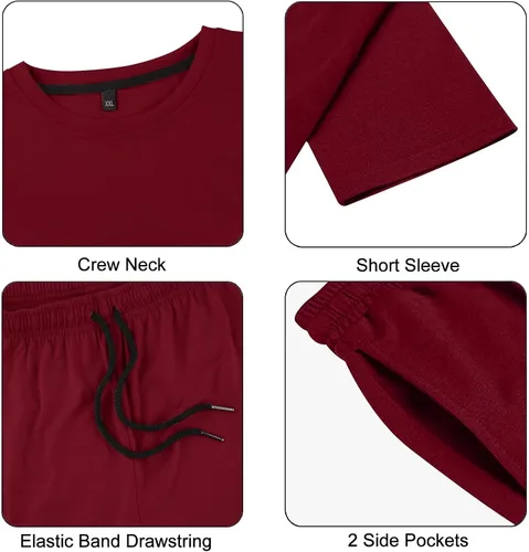 Miniatura 5 de Uni Clau Conjunto corto de 2 piezas para hombre, conjunto de camisa y pantalones cortos de verano a la moda