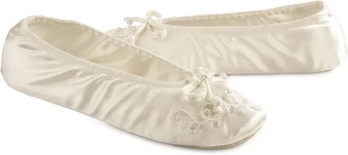 Miniatura 3 de isotoner Pantuflas de bailarina de satén para mujer con perla bordada