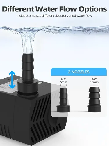 Miniatura 6 de Mini bomba sumergible de 80 GPH (300 L/H, 4 W), bomba de fuente pequeña con manguera de 4.9 pies para función de agua, acuarios, pecera, fuente