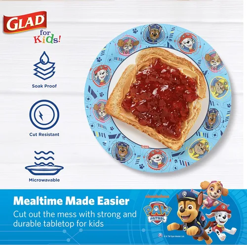 Miniatura 3 de Glad Platos de papel desechables de Paw Patrol para niños, platos infantiles resistentes a prueba de remojo para microondas, para fiestas