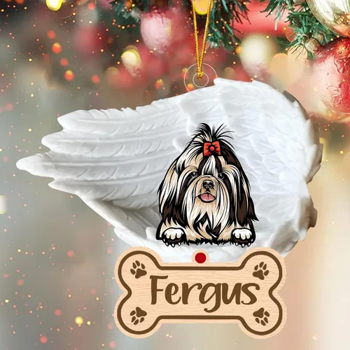 Miniatura 89 de Adorno de perro afgano de 1 ángel, adorno acrílico 2D personalizado conmemorativo para perros, regalo por pérdida de mascotas, regalo