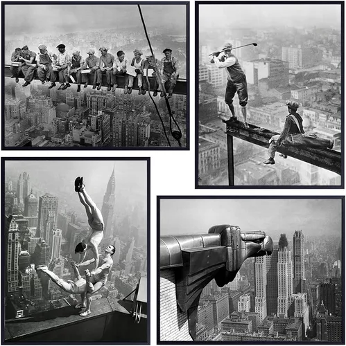 Juego de fotos de la ciudad de Nueva York, diseño vintage de NYC Skyline para pared, póster de 8 x 10 pulgadas, regalo para New Yorker, Nueva York,