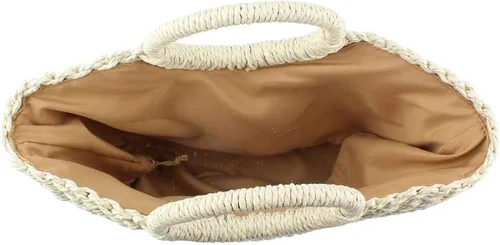 Miniatura 4 de Bolsa de paja para mujer bolsa de playa de paja de verano grande tejida redonda asa de mano Hobo Natural Rattan Travel Beige talla única