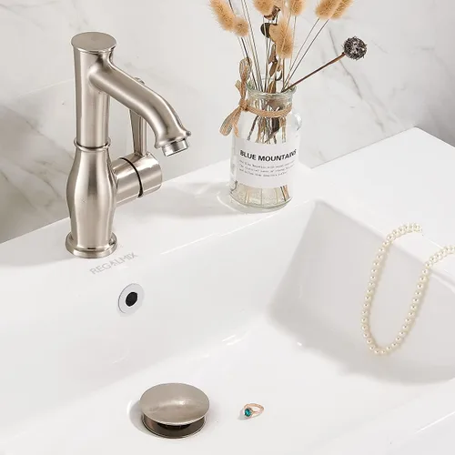 Miniatura 7 de Desagüe para fregadero de baño, drenaje emergente con tapón de cesta desmontable, colador de drenaje antiexplosión y antiobstrucción, conjunto