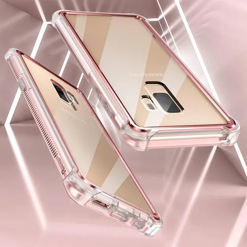 Miniatura 8 de Dexnor Funda compatible con Samsung Galaxy S9 Plus con protector de pantalla, marco galvanizado, cubierta trasera transparente, resistente 360