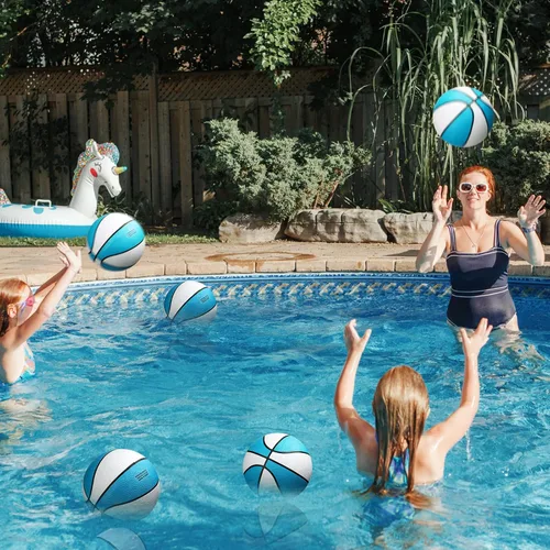 Miniatura 5 de Honoson Paquete de 6 unidades de baloncesto para piscina acuática, de goma, impermeables, para fiestas de verano en el lago
