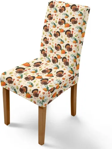 Miniatura 38 de Rnyleeg Thanksgiving Chair Covers for Living Room No Arms Turkey Pumpkin Stretch Dining Chair Covers Set of 6 Soft Washable Kitchen Chair Protector