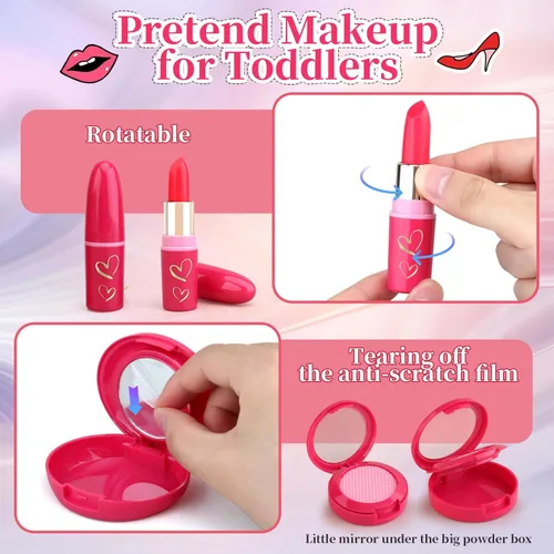 Miniatura 4 de Woumserta - Juguetes para niñas pequeñas, kits de maquillaje de simulación - juego de maquillaje falso para niños de 3, 4, 5, 6 años, kit