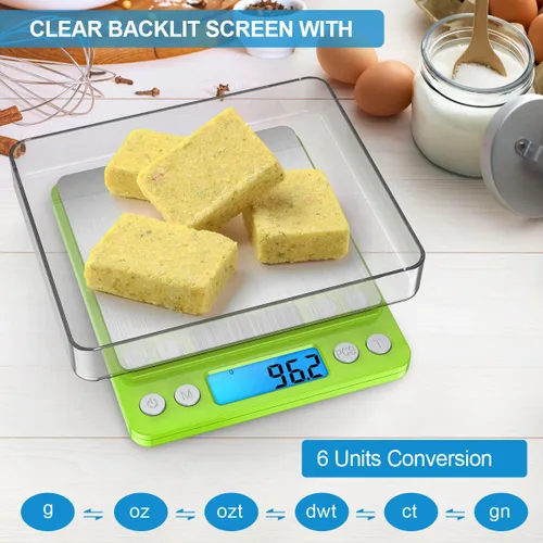 Miniatura 3 de Báscula digital, 105.82 oz, 0.01 onzas, precisión de 0.00 oz, mini báscula de alimentos de cocina con 2 bandejas, báscula de bolsillo para joyas