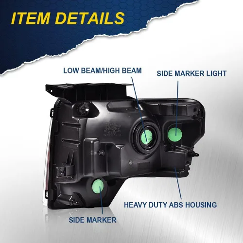 Miniatura 8 de G-PLUS Conjunto de faros, compatible con Ford F150 2009 2010 2011 2012 2013 2014 (no compatible con estilo LED, solo se ajusta sin estilo LED)